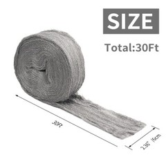 30Ft Stainless Steel Wool Fill Fabric Roll Gap Blocker Coarse Wire Cloth