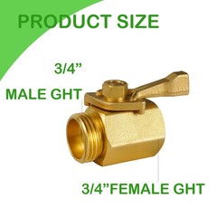 LIULO TOOL Brass Garden Hose Shut Off Valve, 2 Pack Heavy Duty 5 inches, Gold