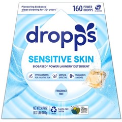 Dropps Sensitive Skin Laundry Detergent Pods Unscented 160 Ct – Hypoallergenic