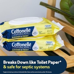 Cottonelle Summer Fresh Scent Flushable Wipes, 2 Packs, 42 Wipes Each