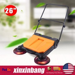 26 Inch Twin Walk-Behind Hand-Push Sweeper 680mm Width 15L Capacity