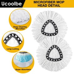 Spin Mop Heads Replacements for O Cedar 4 Heads(1 Tank System), White