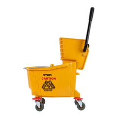 35-Quart Commercial Mop Bucket with Side-Press Wringer, Integrated Pour Spout, a