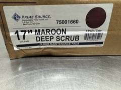 Pack of 5 Deep Scrubbing Round Pads, 17 in. Diameter Maroon Heavy Duty Pads