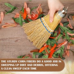 Suclain 2 Pcs 12 Inch Whisk Broom Hand Held Mini Corn Straw Yellow