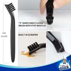 MR.SIGA Grout Cleaner Brush Set, Detail Cleaning 6.2 x 0.7 x 0.8 inch, Black