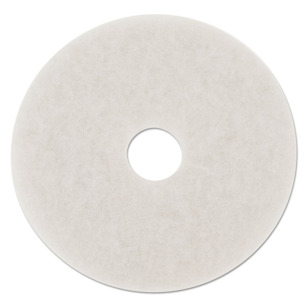 Polishing Floor Pads, 18″ Diameter, White, 5/Carton