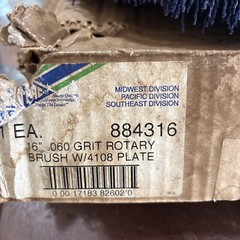 884316 16 Inch 060 Grit Rotary Brush With 4108 Plate Free Shipping