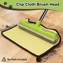 Pet Hair Removal Rubber Broom, Carpet rake with Squeegee for Cleaning Green