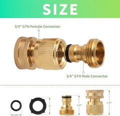 Garden Water Pipe Quick Connect, Solid Brass 3/4 Inch Thread Fitting, 6 Packs