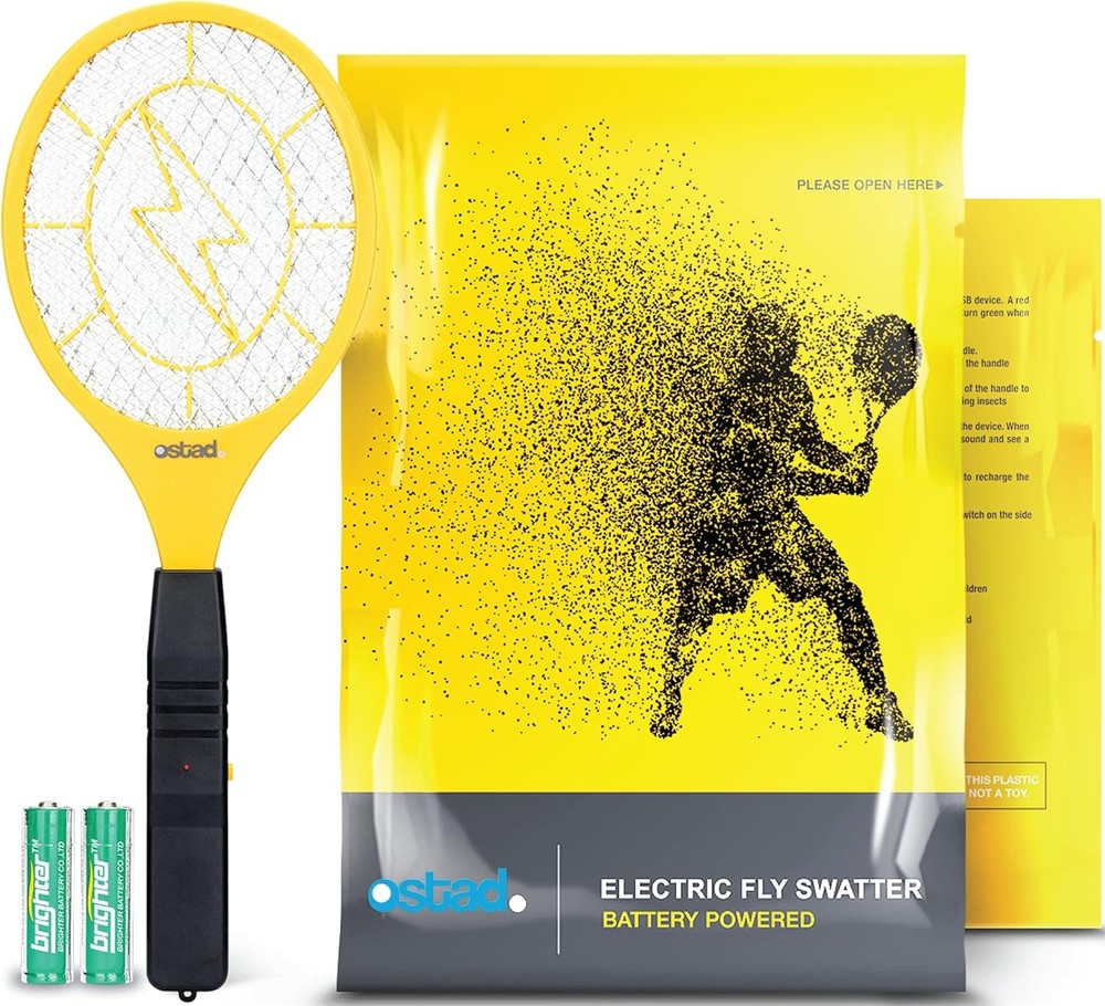 Electric Fly Swatter Racket Dual Use Indoor Outdoor Mosquito Killer