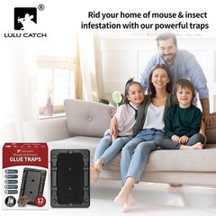 LULUCATCH Mouse & Insect Traps 12 Pack, Heavier Sticky 12 Black