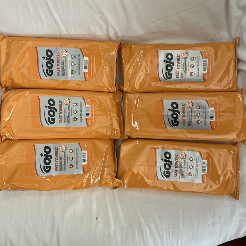 GOJO 628506 2-Ply FAST TOWELS Hand Cleaning Towels – Citrus, BL (6 PK/CT) New