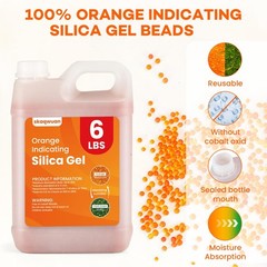 6 LBS Orange Indicating Silica Gel Desiccant Beads, Premium 6LBS, orange