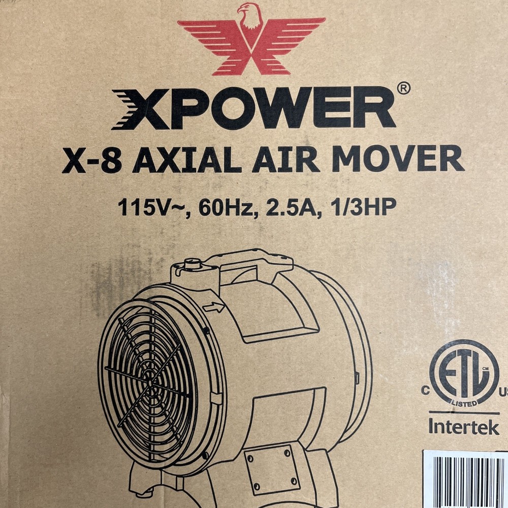 XPOWER X-8,1/3 HP Variable Speed Confined Space Ventilation Exhaust Blower Fan
