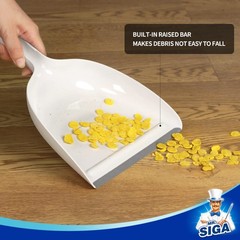 MR.SIGA Dustpan and Brush Set, Portable Cleaning 11.8 x 9.2 x 3.1 inch, White