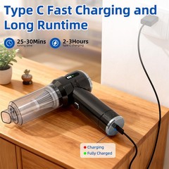 Sycoodeal Handheld Car Vacuum Cleaner, 25000PA Strong Cyclonic Suction Silver