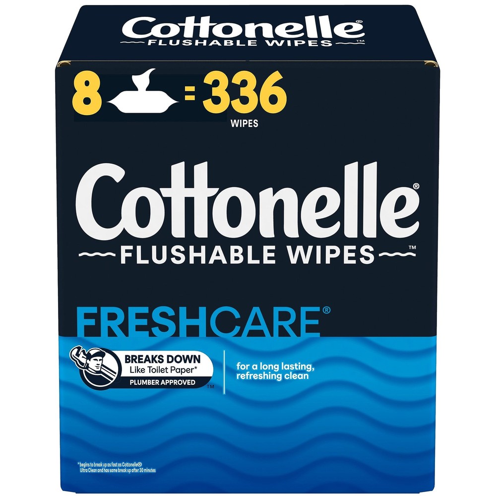 Cottonelle Fresh Care Flushable Wet Wipes, Adult 42 Count (Pack of 8), White