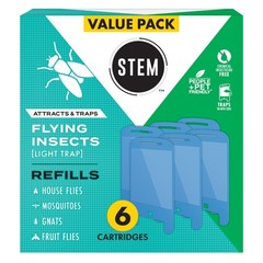 STEM Flying Insect Light Trap Refill Cartridges, Indoor Fruit 6 Count, Gray