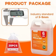 6 LBS Orange Indicating Silica Gel Desiccant Beads, Premium 6LBS, orange