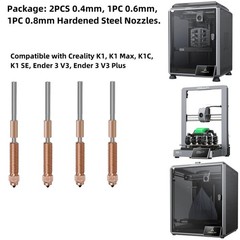 4PCS Quick-Swap Nozzle Kit for K2 SE, K1C, Ender 3 V3, 3D Printer Copper…