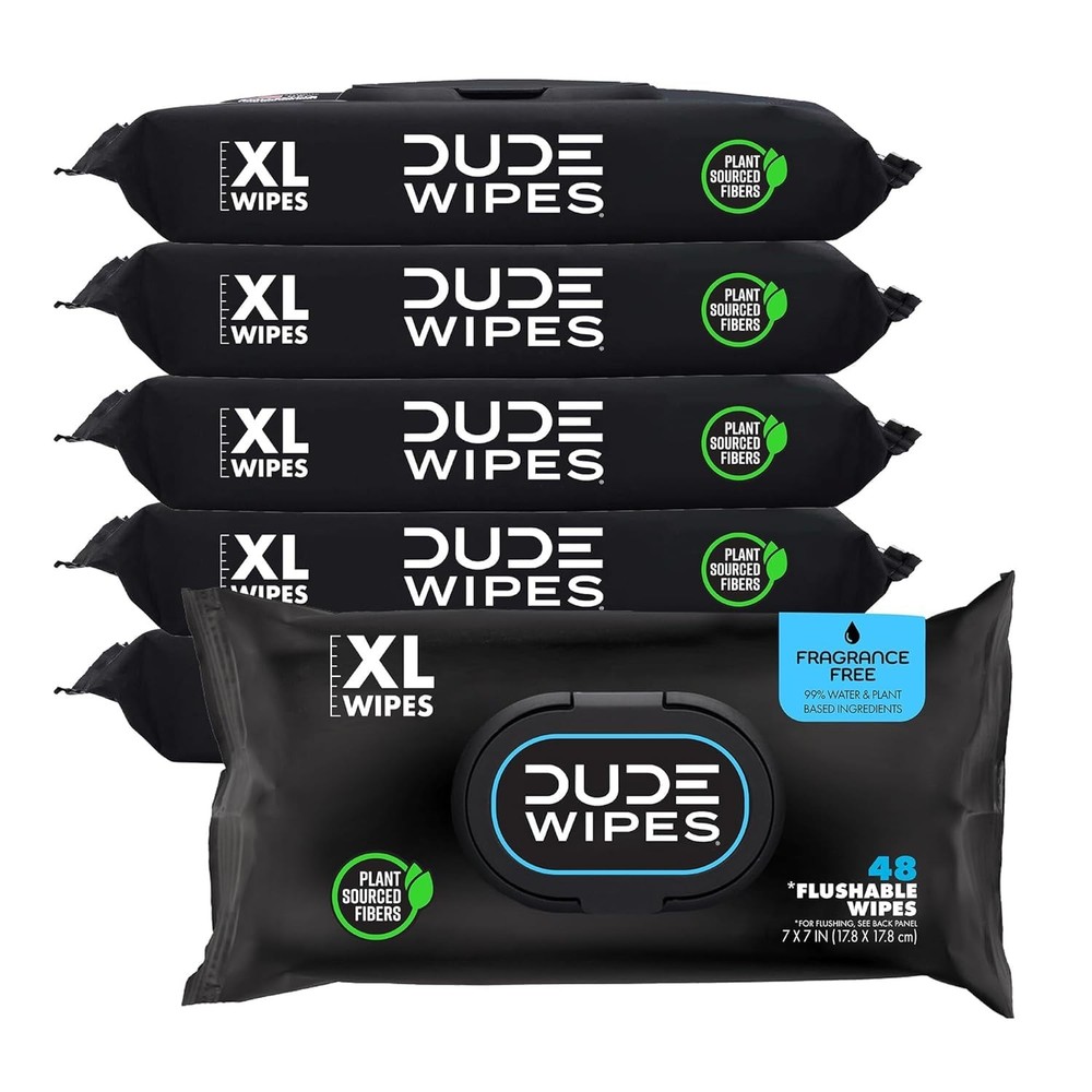 DUDE Wipes – Flushable – 6 Pack, 288 48 Count (Pack of 6), Multi