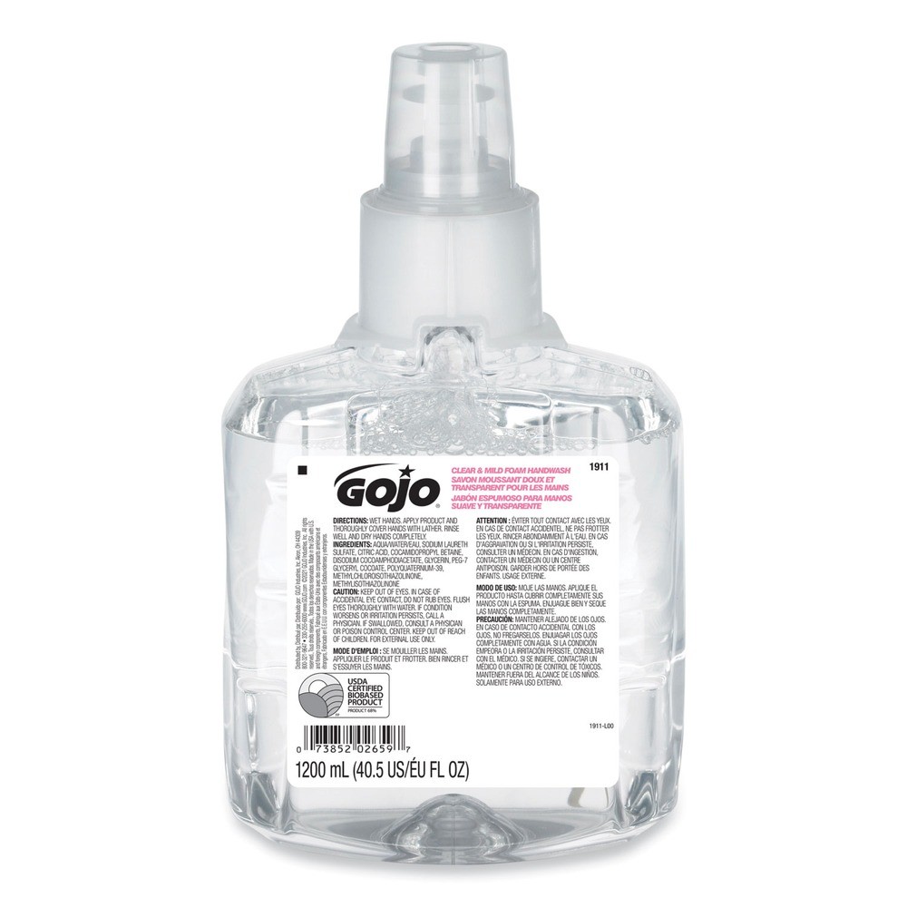 GOJO 191102EA 1200 ml Clear And Mild Foam Handwash Refill – Fragrance-Free New