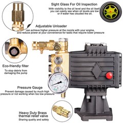 3600 PSI Pressure Power Washer Pump 4.7 GPM for 1″ Hollow Shaft Water Pump+Guage