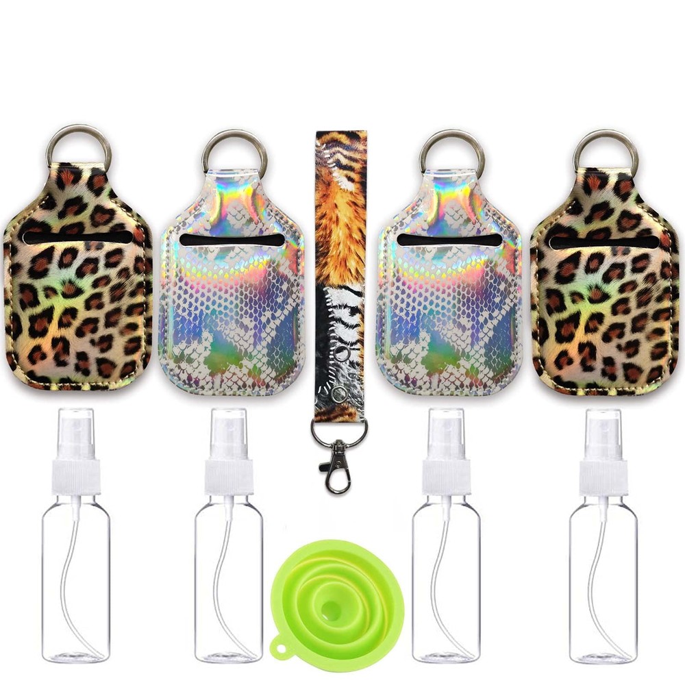RORANIC Travel Size Spray Bottle With Funnel & keychain holders, Hand Yellow