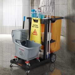 VEVOR Janitorial Trolley Cleaning Cart with PVC Bag for Housekeeping Office