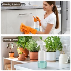Glass Spray Bottles with Silicone Sleeves (2 Pack, 16 oz), Mist Green & Grey