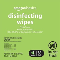 Amazon Basics Disinfecting Wipes Lemon & Fresh Scent 340 Count (4 Packs of 85)