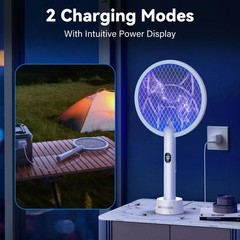 Nymrix Electric Fly Swatter Racket 2 In 1 Mosquito Bug Zapper 4100V Handheld
