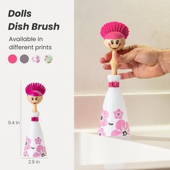 Vigar Dolls April Dish Brush with Ergonomic 7.5 X X 24.5 Cm, White, Pink