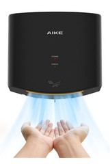 AIKE Air Wiper Compact Hand Dryer 110V 1400W Black(with 2 Pin Plug)Model AK2630S