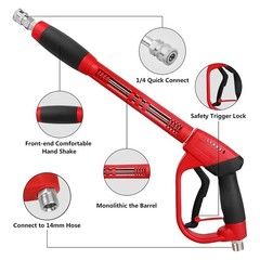 CHAVOR Upgraded Pressure Washer Gun with Extension 47 Inch, black and red