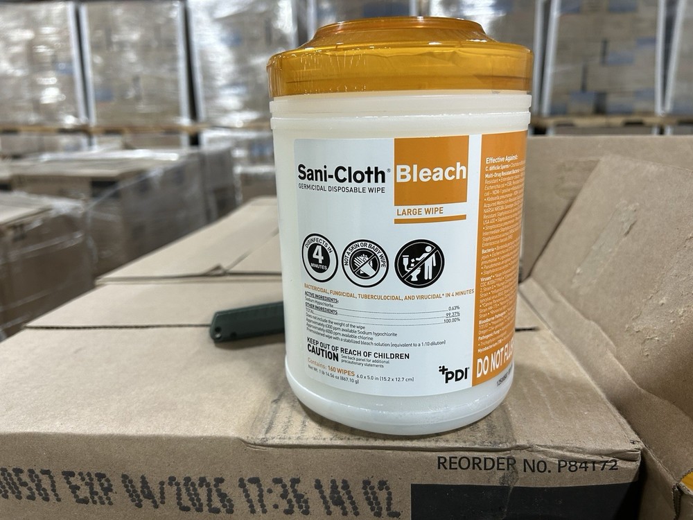 PDI Sani-Cloth Bleach Germicidal Wipes 12 Cans 165 Wipes Per Can