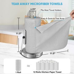 AIDEA Microfiber Cleaning Cloth Roll, 50PK, Paper Towels 11.5″ x 11.5″, Grey