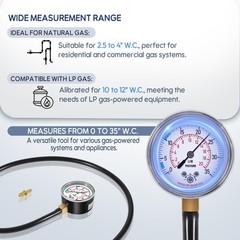 Natural Gas or LP Manifold Pressure Test Kit, Meter, Gas…