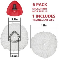 Spin Mop Replacement Head – 6 Pack EasyWring Refills with 6 White