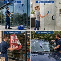 Window Cleaning Kit with Extension Pole,Professional Washing 79″, Blue
