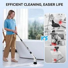 Swyprrix Electric Bathroom Cleaning Brush, Cordless Extended, White and Black