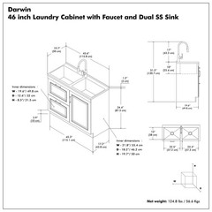 Darwin 46-inch Utility Sink & Cabinet in Pure White