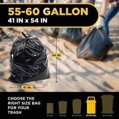 Aluf Plastics 55-60 Gallon Trash Bags Source Reduction Series Value High
