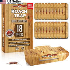 Roach Traps Indoor Sticky (18 Pack) – Glue for Roaches 18 Pack, Black