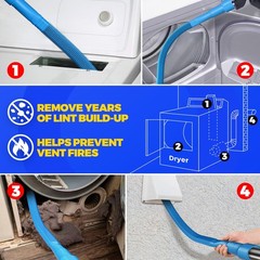 Holikme 2 Pieces Dryer Vent Cleaner Kit, Lint 2 Count (Pack of 1), Blue