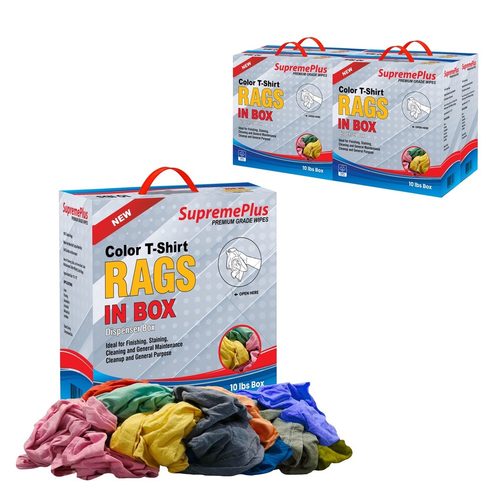 New Color Knit T-Shirt Rags for Cleaning 40 lbs. Case 4×10 lbs. Compressed Boxes