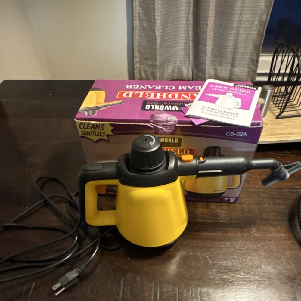 STMWORLD CB-02A Handheld Steam Cleaner, 10 Accessories, Yellow, Chemical-Free