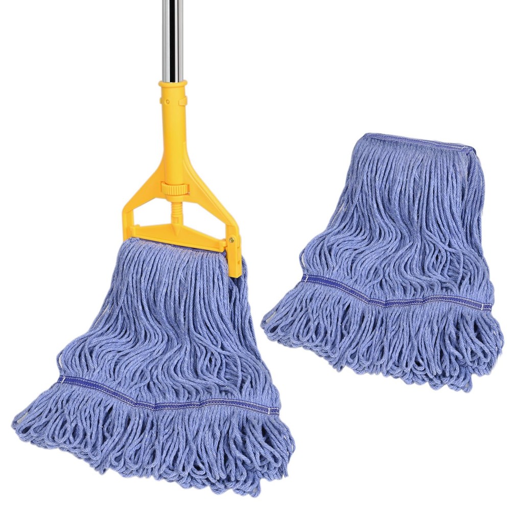 HiBaby Commercial Mop with Extra Yellow Handle + 2 Blue Heads, Head