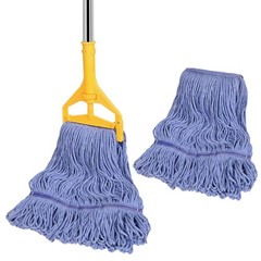 HiBaby Commercial Mop with Extra Yellow Handle + 2 Blue Heads, Head